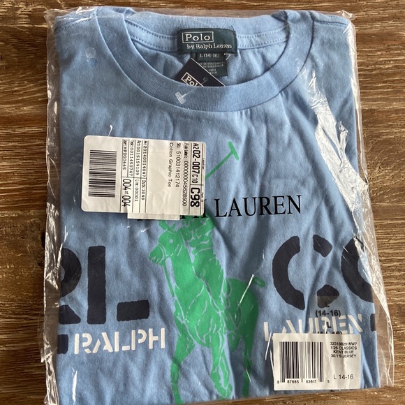 Polo Ralph Lauren Boys Short Sleeves TShirt light blue  Size L 14-16 NWT - Picture 5 of 5